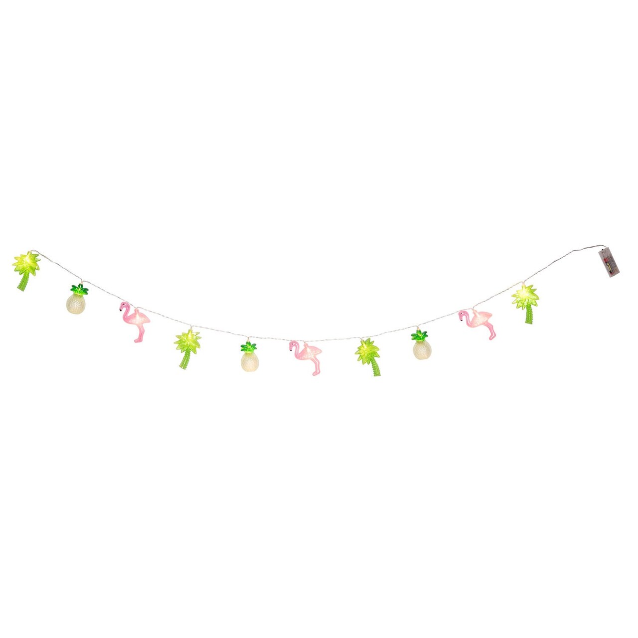 Light-Up LED Tropical String Lights Plastic With Flamingo And Pineapples 2 x 1.5 x 71